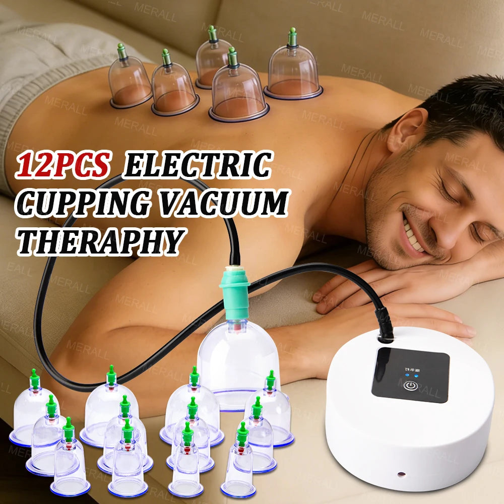 Electric Cupping Therapy Set for Back Massage | 12-Piece Wellness Kit Relaxation Treatment Tidesmit