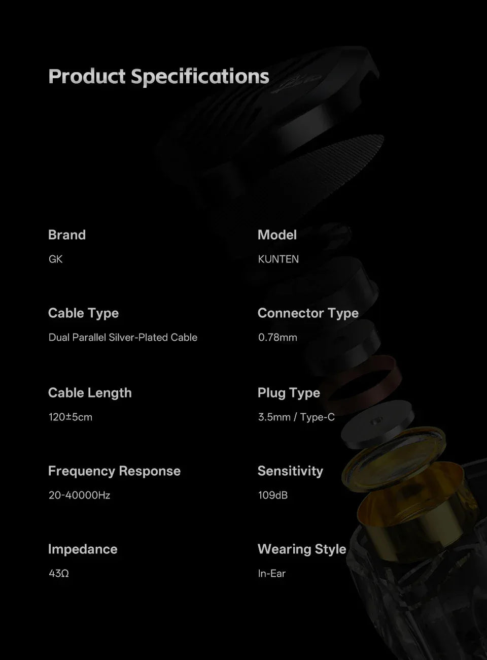 HiFi Wired Earbuds With Heavy Bass & Detachable 2-Pin Cable | Tidesmit Tidesmit