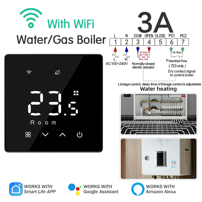 Tuya thermostat wifi smart gas boiler/water electric floor heating controller  temperature remote controller with google alexa