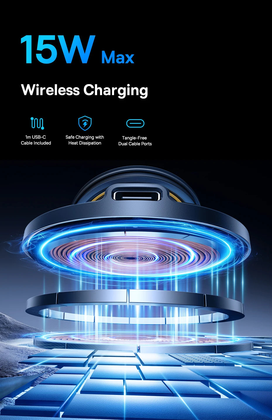 Magnetic Car Phone Holder & Qi Certified Fast Wireless Charger - Silver Tidesmit
