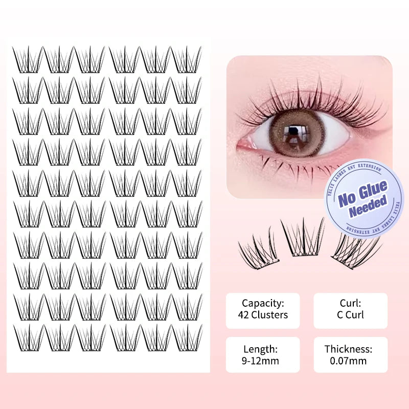 Self Adhesive Eyelashes Clusters No Glue Reusable C Curl Tidesmit XL-MJ-NJJ-2 C Tidesmit