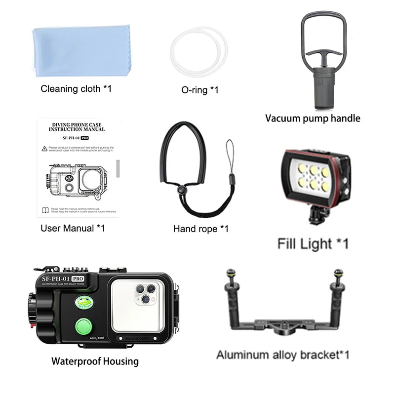 Universal Waterproof Phone Case - 40M Professional Diving Housing 3in1 Tidesmit