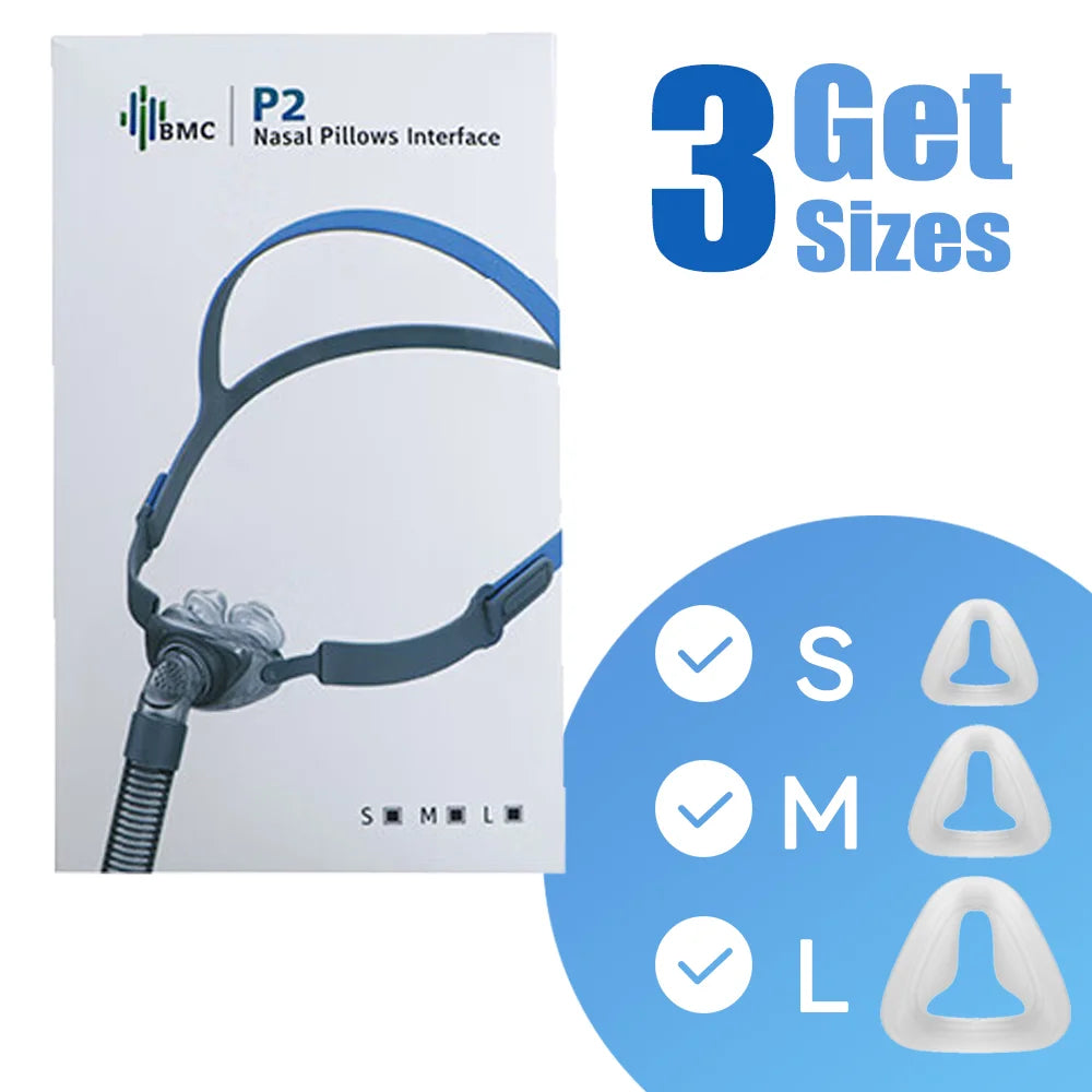 BMC PM2 CPAP Mask Nasal Pillows Mask 360° Front Hose S/M/L 3 In 1 For CPAP BiPAP Machine Cpap Pillows For Sleeping Nasal Mask