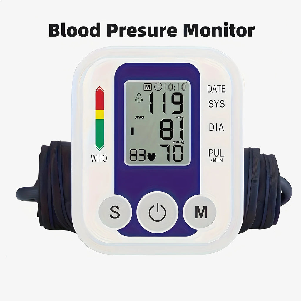 Digital Upper Arm Automatic Blood Pressure Monitor Backlight BP Sphygmomanometer for Measuring Arterial Pressure