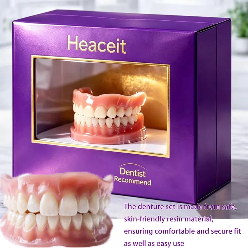 Full Natural Silicone Dentures Upper & Lower False Teeth, Comfort Fit Braces, Instant Smile Restoration & Oral Care for Adults