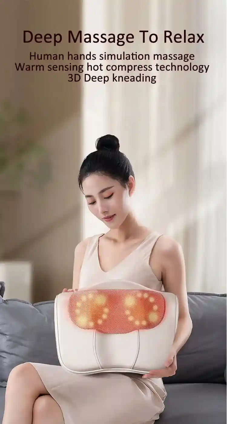 Neck Massage Pillow Shiatsu Back Massager with Heat Therapy Massage Roller Tidesmit