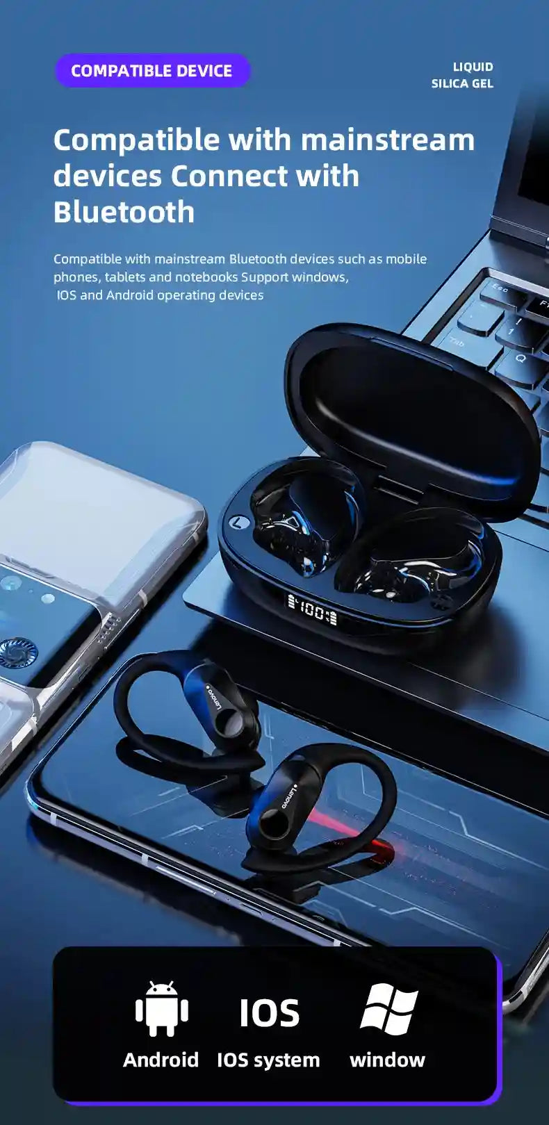 Wireless Bluetooth Sports Earbuds - Waterproof Ear Hook Design Tidesmit