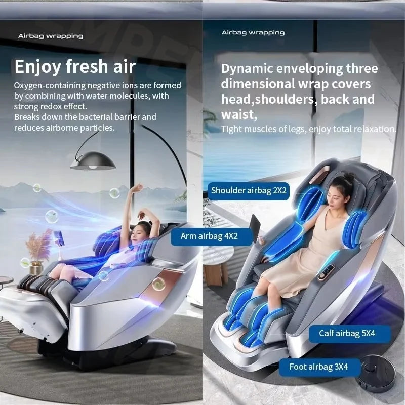 4D Full Body Massage Chair - Zero Gravity Heat Therapy - Black Body Shaping Massage Equipment Tidesmit
