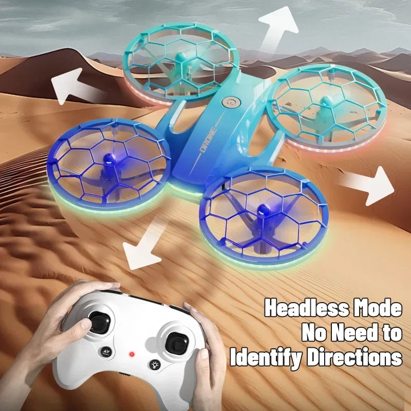 RC Stunt Drone for Kids with LED Lights - Durable Quadcopter Blue/Red/Violet Tidesmit