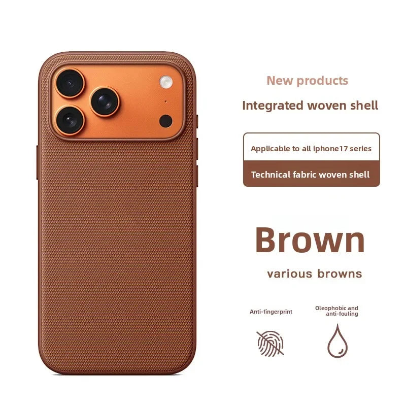 Woven Magnetic iPhone Case | Slim Shock-Absorbing Cover | Tidesmit Brown NO Logo Tidesmit