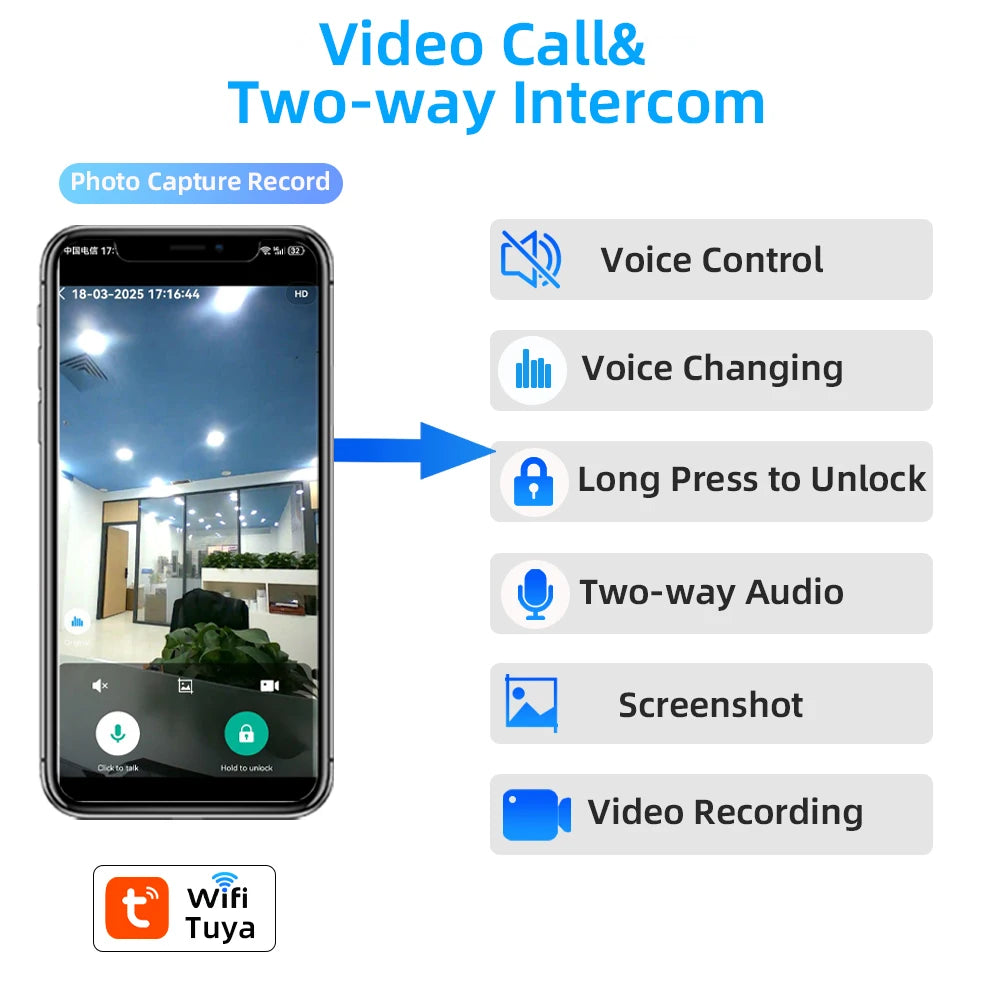 RAYKUBE 21-language Voice Camera Palm Vein Smart Fingerprint Lock Face Recognition Digital Lock With Video Call P85
