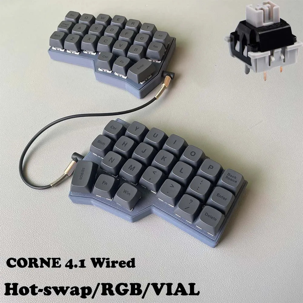 Corne V4.1 Split Ergonomics Hot-swappable MX Mechanical Keyboard Wired South RGB VIAL fully rogrammable