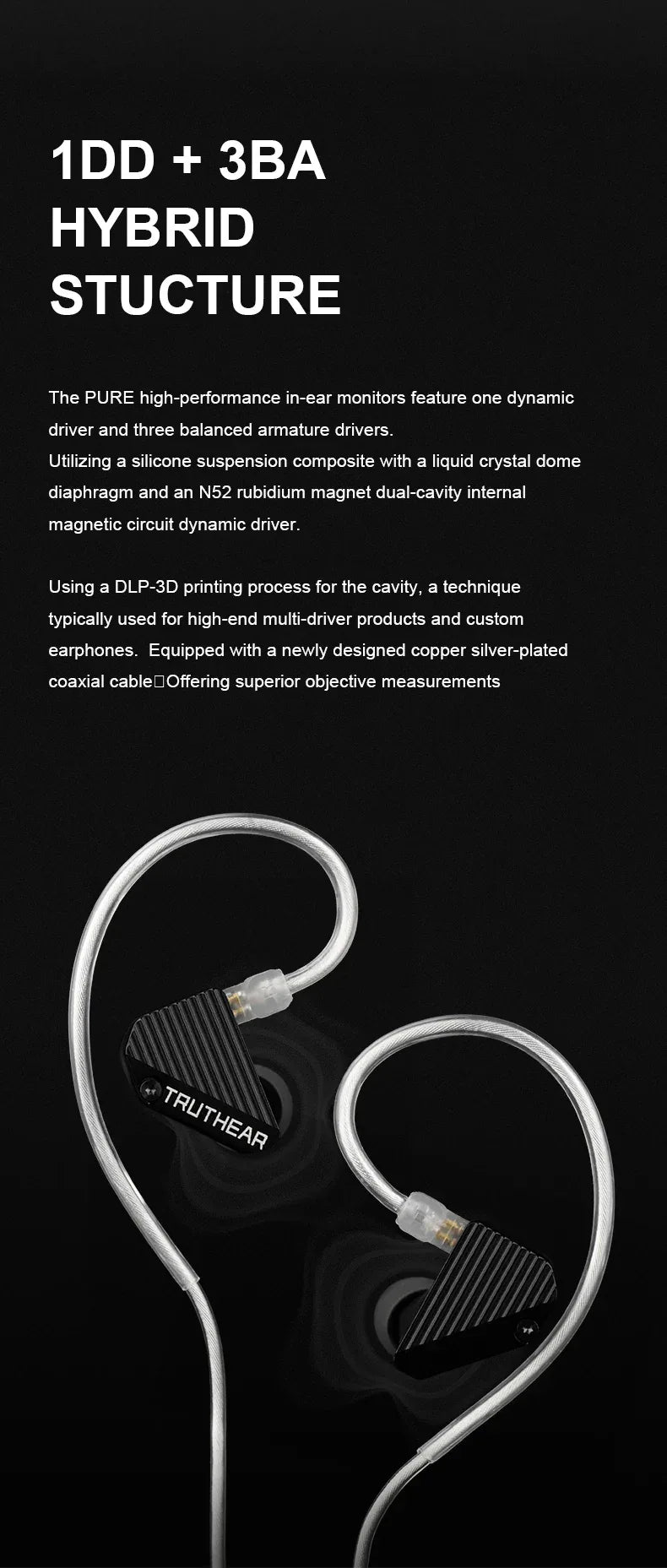 Tidesmit 1DD+3BA Hybrid Hi-Fi In-Ear Monitors - Pure Audio Grade Tidesmit