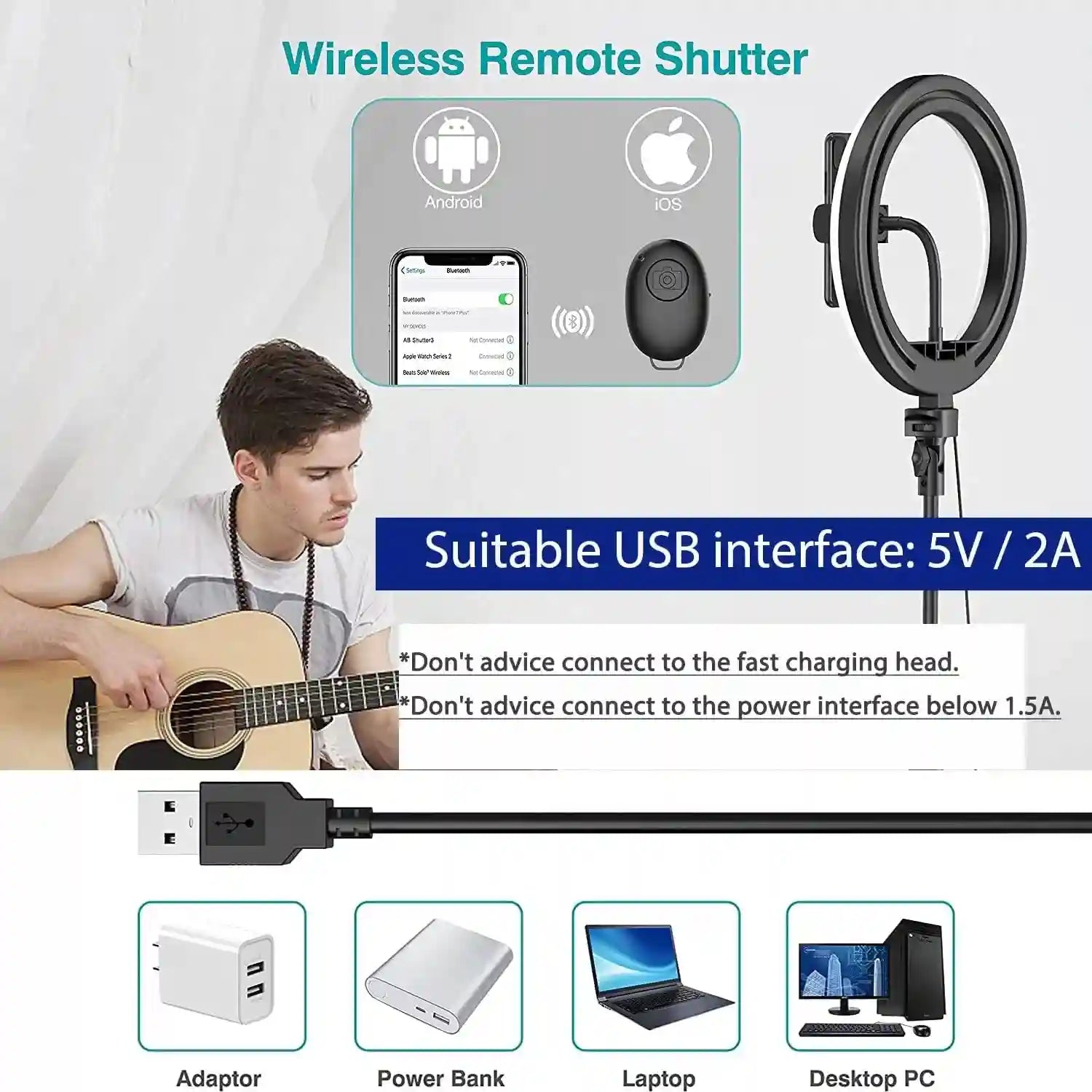 12 Inch LED Ring Light with Adjustable Tripod for Content Creation Tidesmit