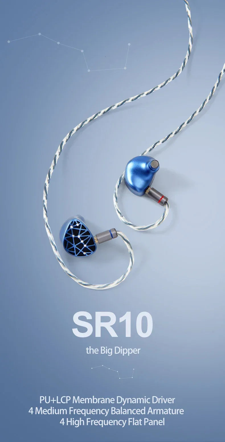 Sound Rhyme SR10 Hybrid IEMs | 10-Driver HiFi Wired Earphones | Tidesmit Tidesmit