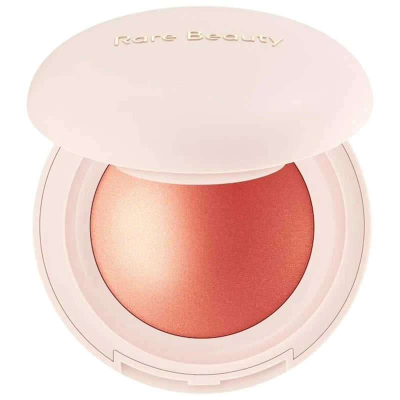 Tidesmit Rare Beauty Liquid Luminizer and Soft Pinch Blush texture close-up for glowing face makeup