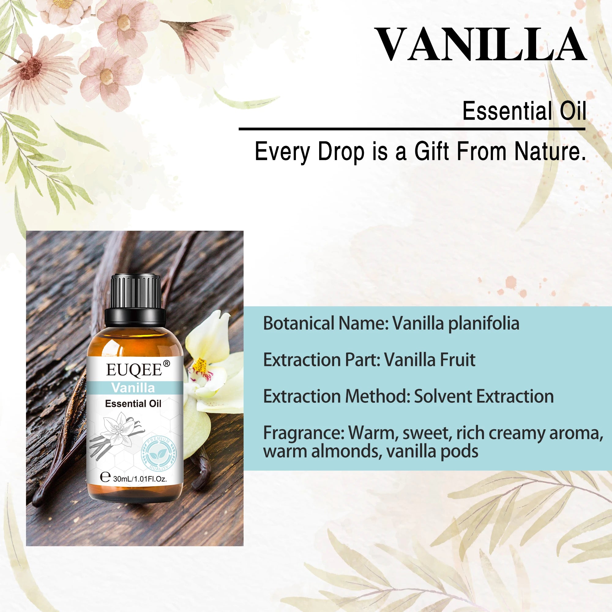 EUQEE 30ml Pure Essential Oils For Humidifier,Diffuser,Candle Making-Vanilla Lavender Cinnamon Rose Aromatherapy Essential Oils