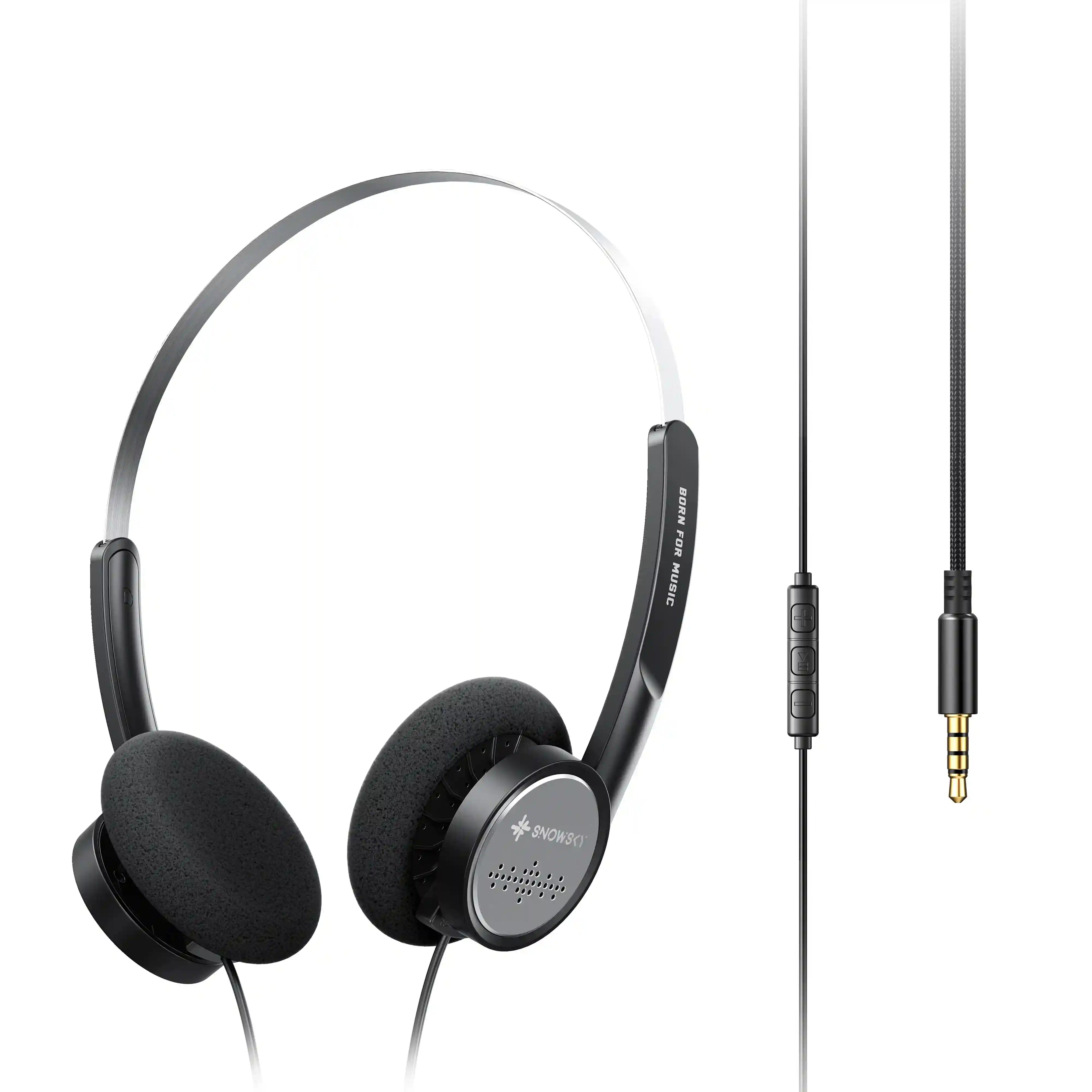 Wired On-Ear Headphones with Mic and 40mm Drivers - Tidesmit Black Tidesmit