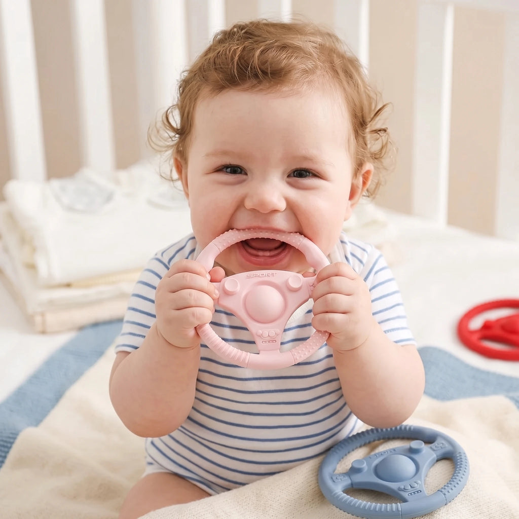 1PC Baby Food Grade Silicone Car Steering Wheel Nursing Teething Toys BPA Free Silicone Teether Toys For Newborn Teething Toys