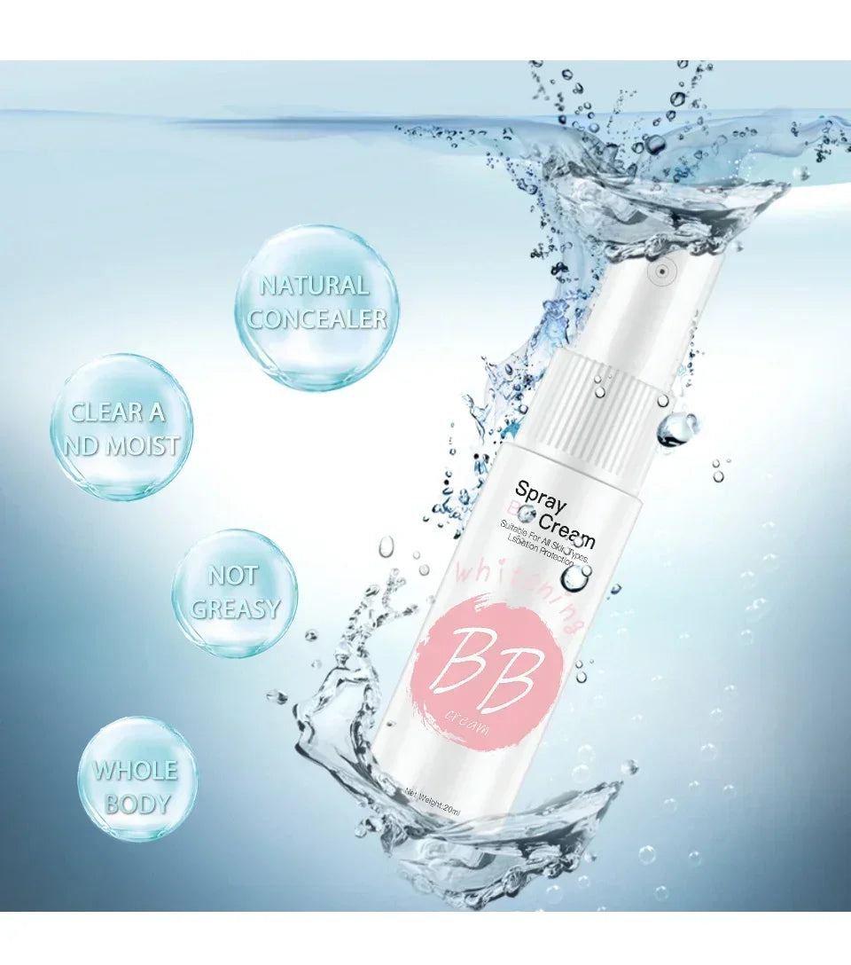 Tidesmit waterproof BB cream spray providing whitening moisturizing base and brightening face makeup coverage