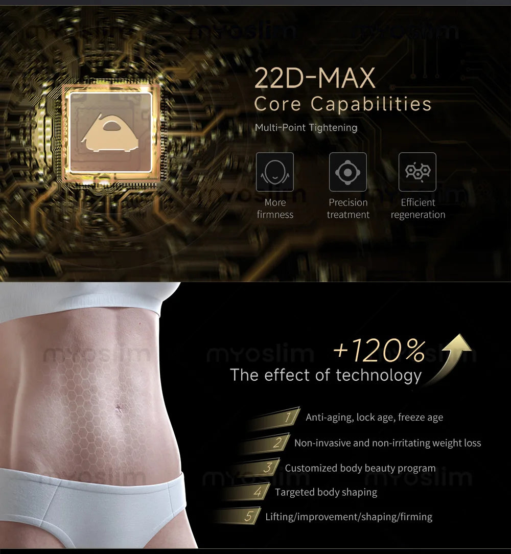 Tidesmit 22D MAX HIFU beauty machine side profile showing advanced facial tightening and fat reduction technology