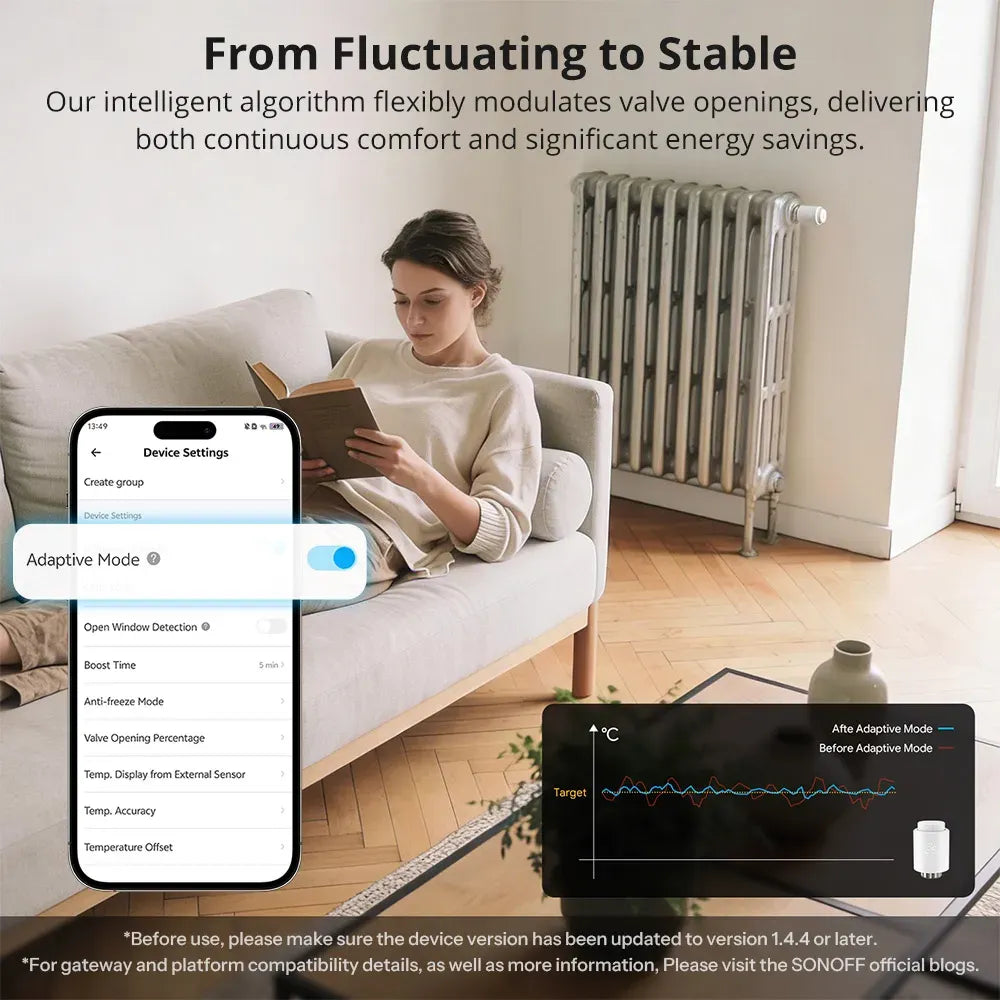 Zigbee thermostatic radiator valve controlled via smartphone app