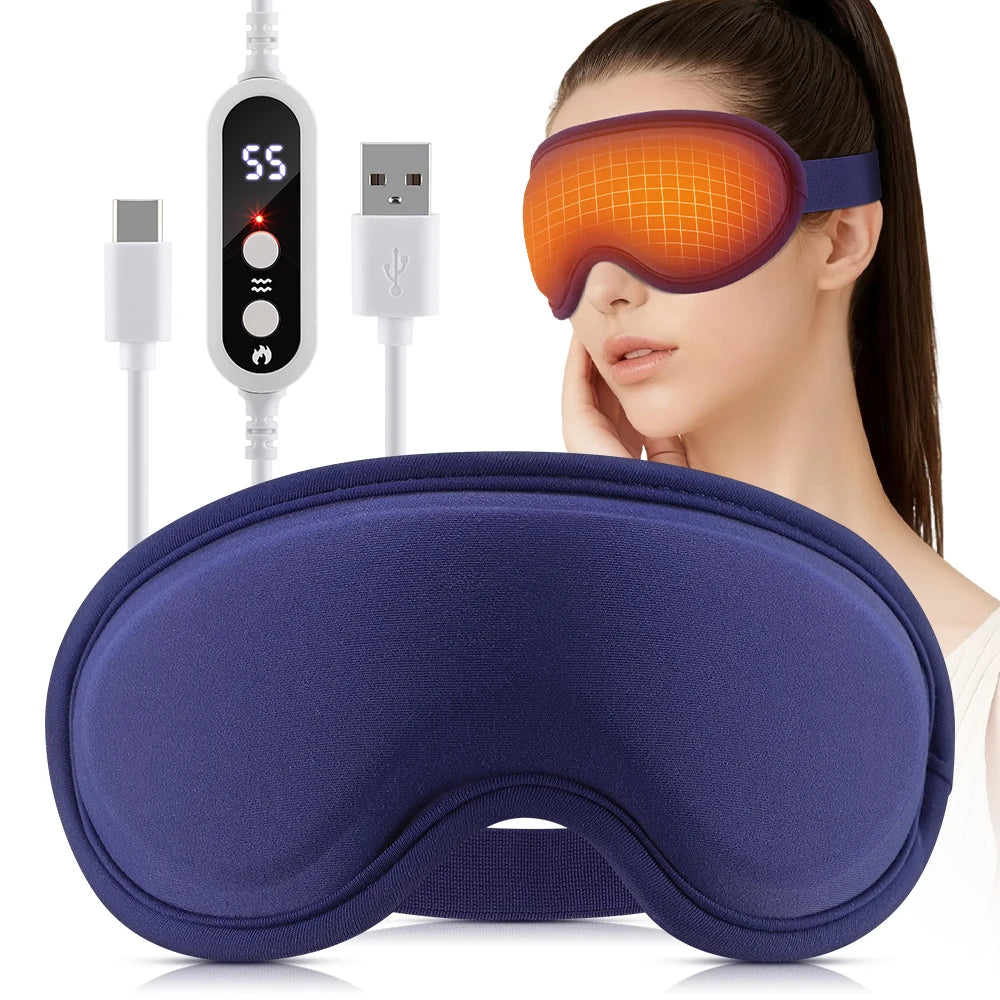 Electric Steam Eye Mask with 3D Vibration Massage and Heat Therapy Relaxation Treatment Tidesmit