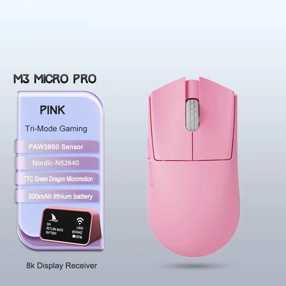 Darmoshark M3 Micro V2 Wireless Gaming Mouse Double 8k Nordic N54L PAW 3950 30000 DPI  Small Hand  Macro Game Mouse Lightweight