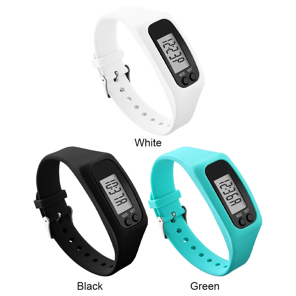 LED Pedometer Bracelet Step Counter Watch 12/24H Time Display Silicone Step Tracker Multi-Function Fitness Watch for Adults kids