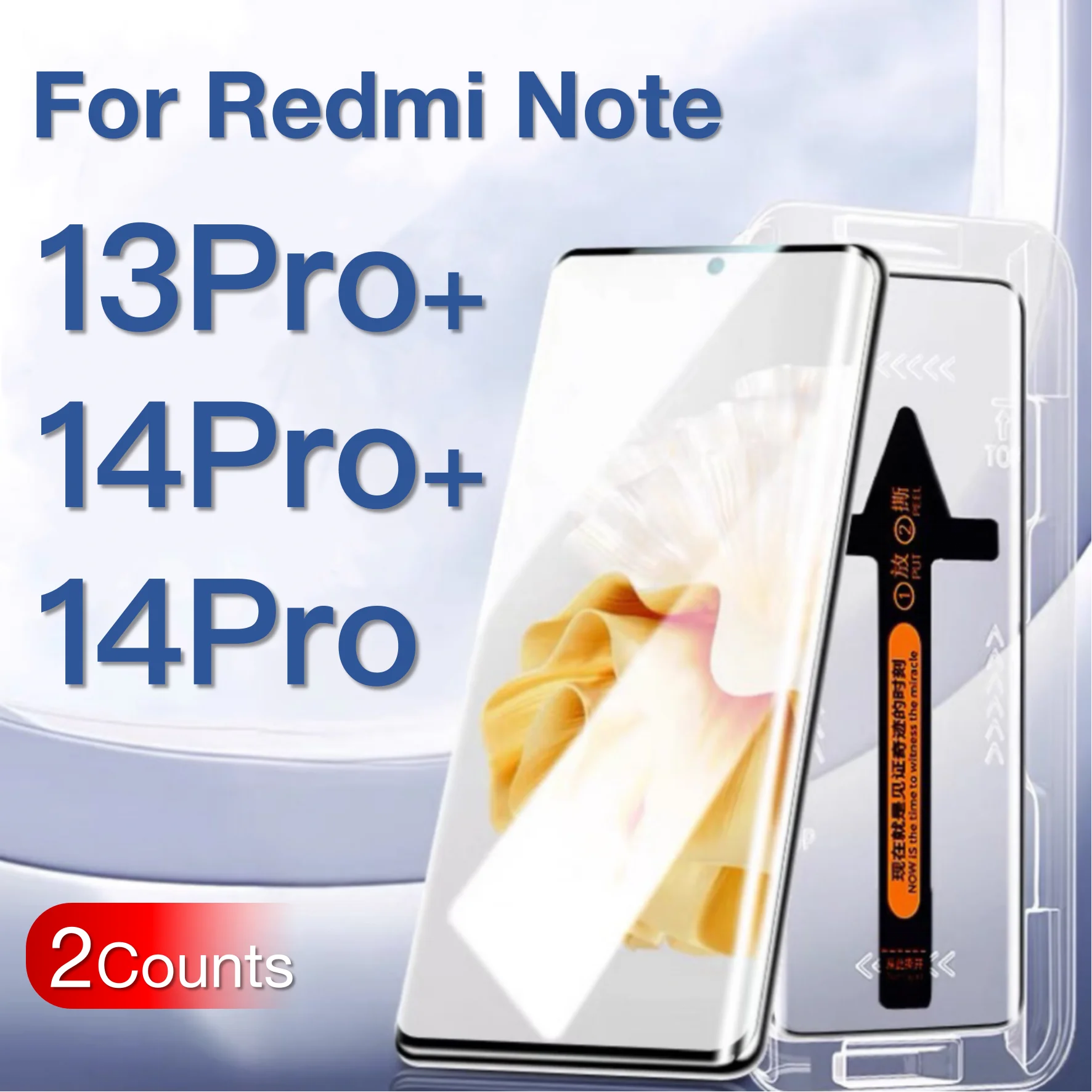 2Pcs Xiaomi Redmi Note 13 14 Pro Plus + Red Mi Toughened Glass Screen Protector Protective With Install Kit AE Redmi Note 13ProPlus Tidesmit