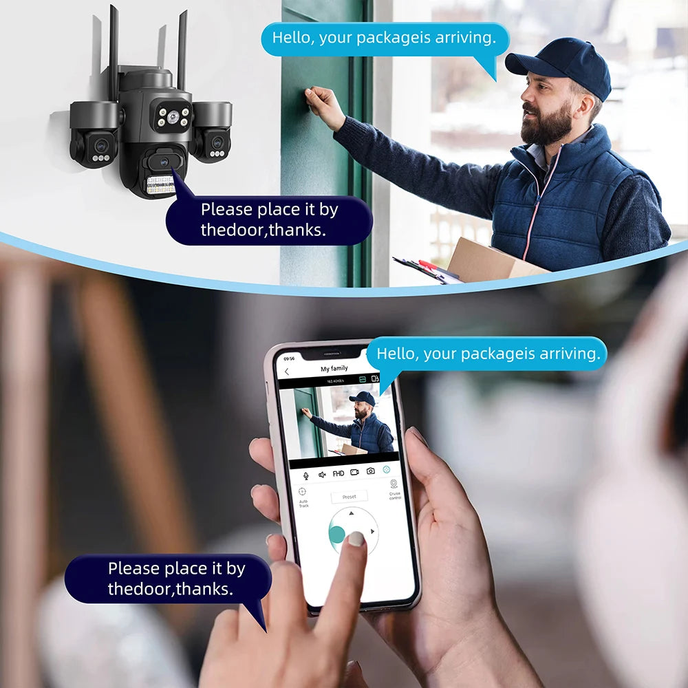 15MP Security Camera iCsee 3-HD Screens Auto Tracking WiFi IP CameraOutdoor CCTV Color Night Vision 2-Way Audio Surveillance Cam