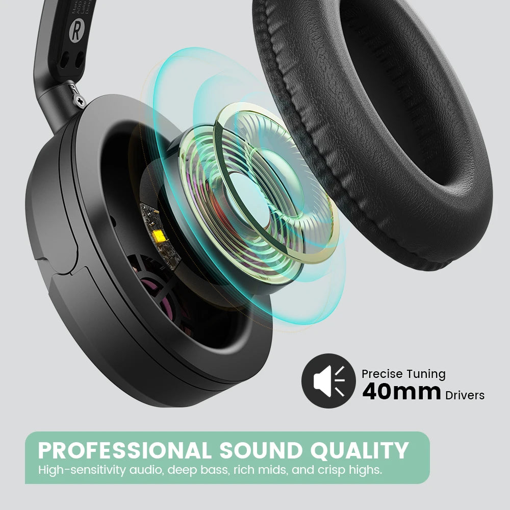 Wired Studio Headphones with Mic - Comfortable Over-Ear Monitoring Y101-Black Tidesmit