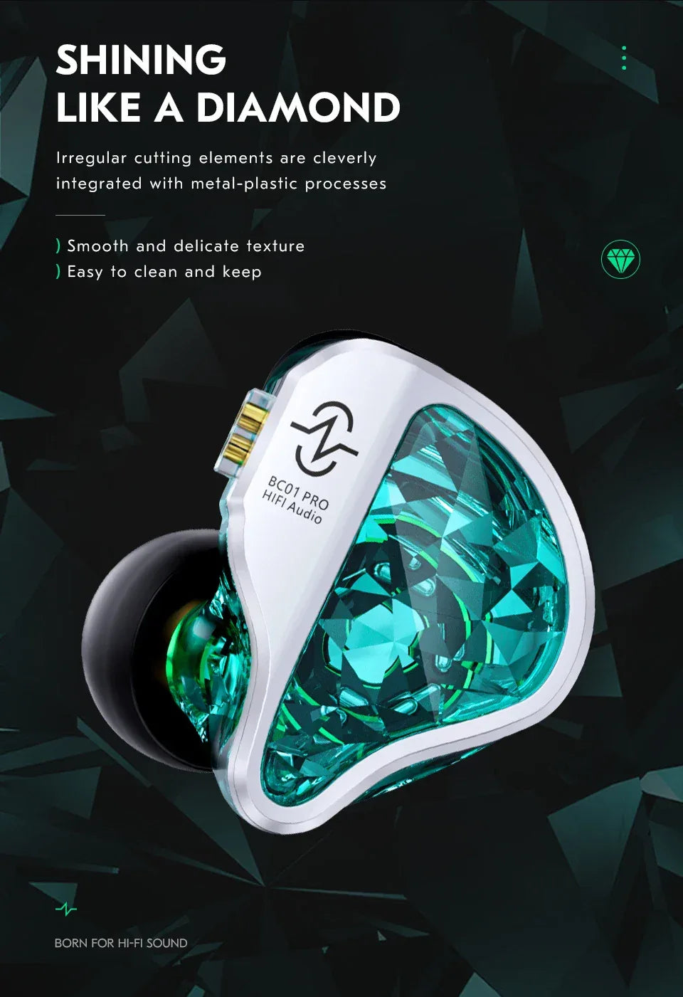 Hybrid Hi-Fi In-Ear Monitors DD&BA Wired Headphones by Tidesmit Tidesmit