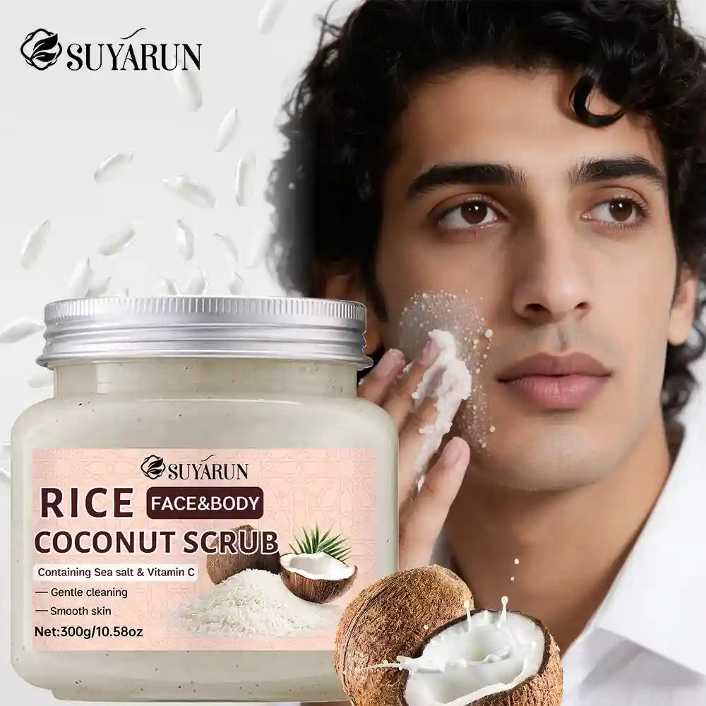 Rice And Coconut Exfoliating Scrub | Natural Brightening Body Polish 300g Scrubs Treatments Tidesmit
