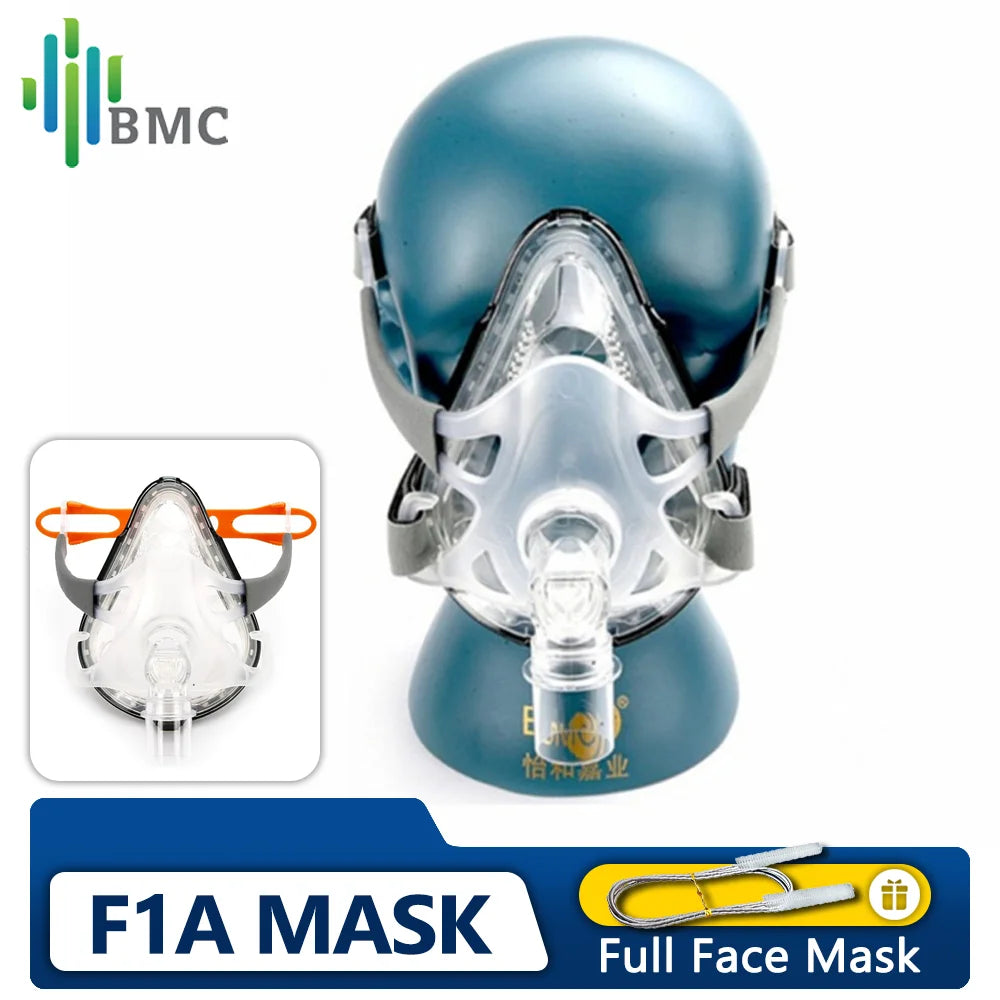 BMC Original F1A CPAP Mask Full Face Mask With Headgear For CPAP BiPAP Machine Apnea Mask With Cleaning Brush High Quality