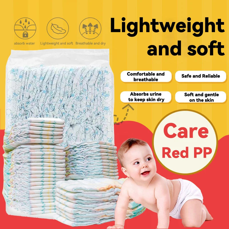 50Pcs Various Sizes Newborn Disposable Diapers Baby Nursing Nappy Light & Thin Breathable & Highly Absorbent Children's Diapers