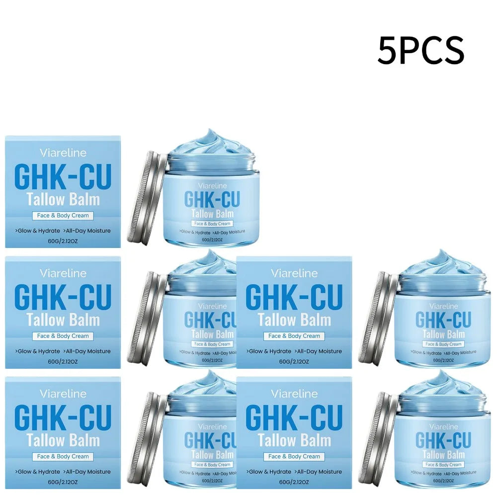 GHK-CU Copper Peptide Tallow Balm, Hydrating Firming Face & Body Cream, Gentle All-Day Moisture for All Skin Types 60g