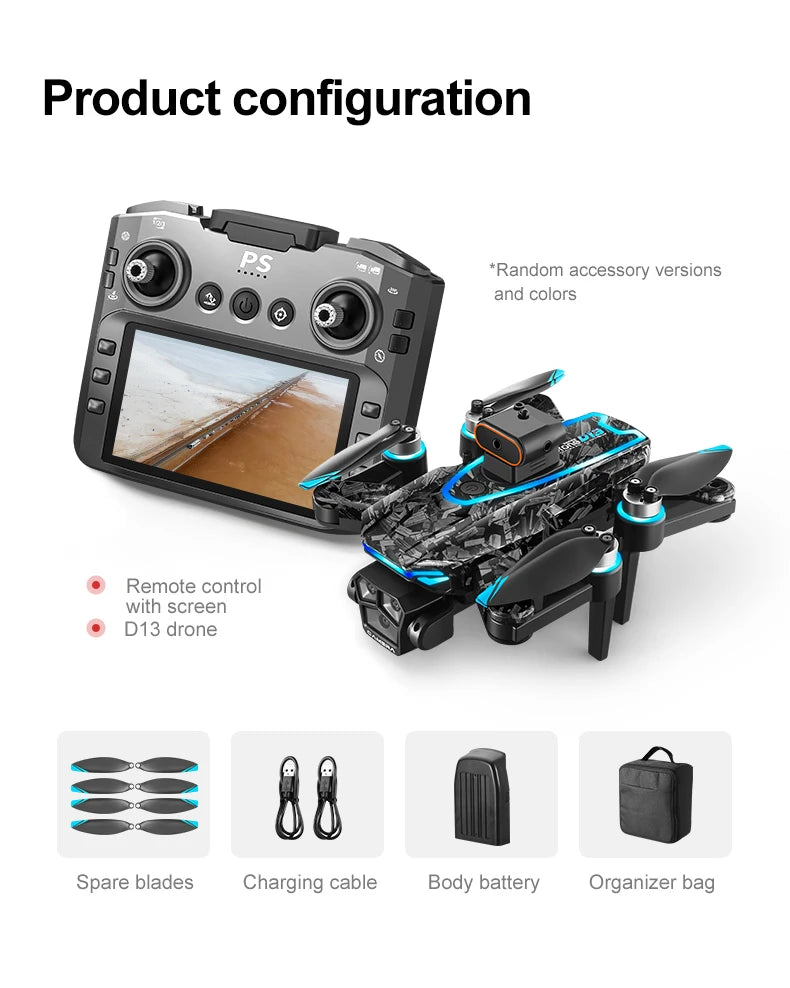 4K RC Camera Drone - D13 Foldable GPS Quadcopter with Obstacle Avoidance Tidesmit