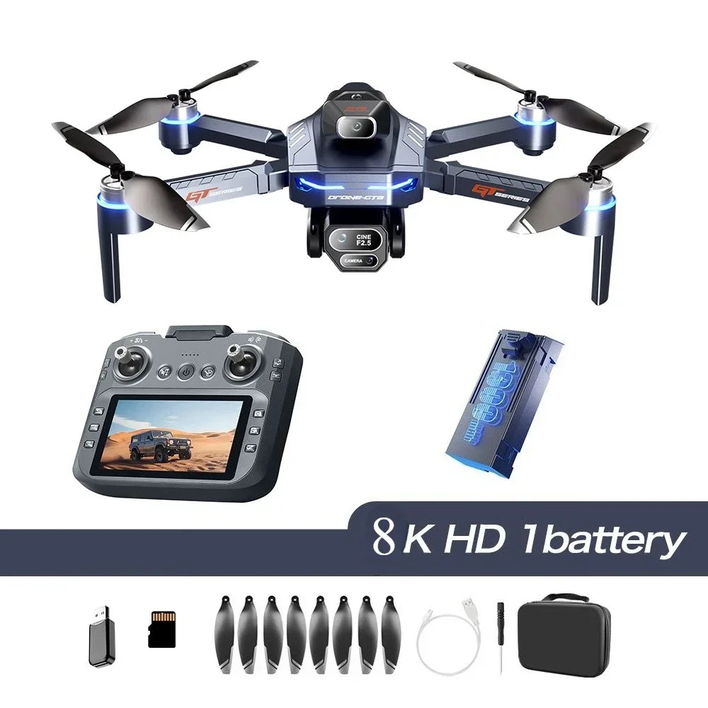 GT8 Dual Lens Camera Drone - 8K GPS Obstacle Avoidance Foldable Drone GT8-8K-navy blue-1B Tidesmit