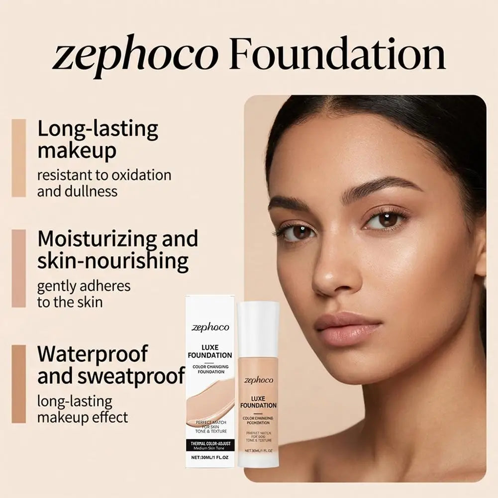 Tidesmit Zephoco Luxe thermal color changing foundation texture detail for long lasting moisturizing makeup base