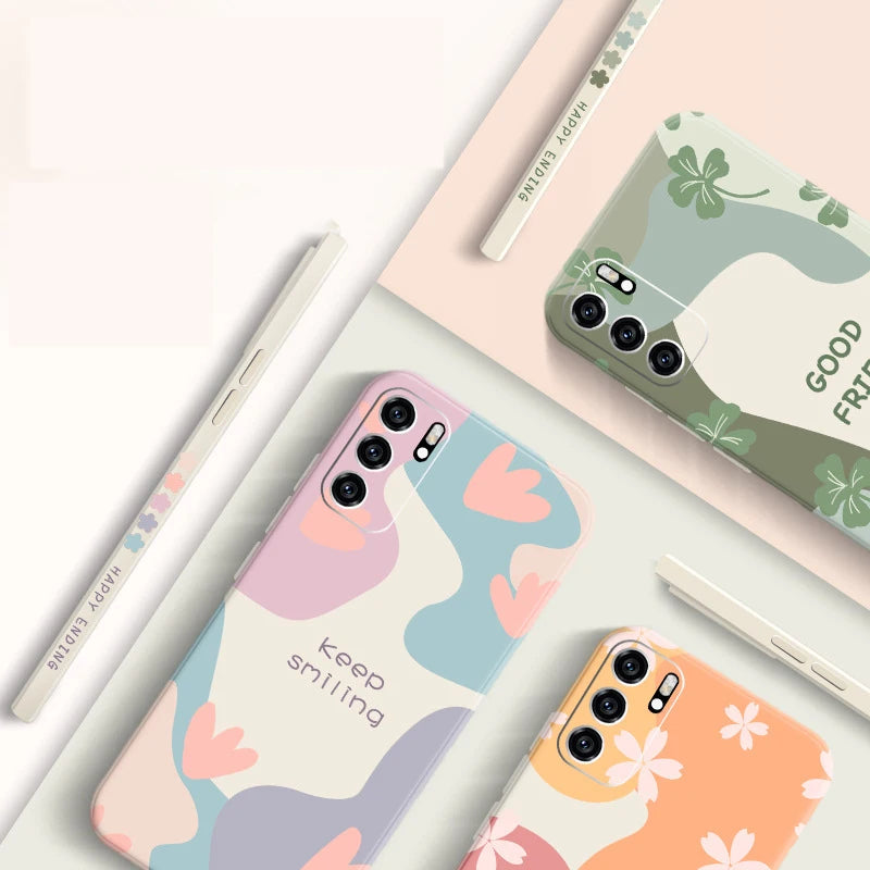 Samsung Galaxy Silicone Flower Case - Shock-Absorbing Square Cover Tidesmit