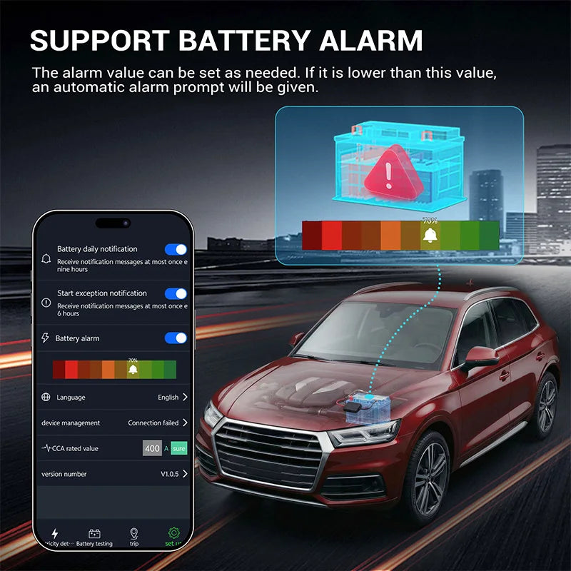 12V Bluetooth Battery Monitor SOC Health Analyzer HT-BM01 by Tidesmit Tidesmit