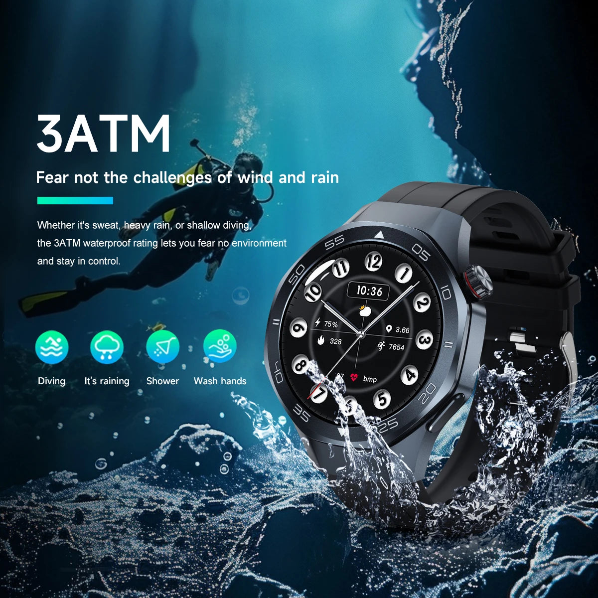 2026New Smart Watch GPS Positioning 3ATM Waterproof GPS Tracker Compass Men Bluetooth Call Heart rate 170+Sports Watch Men Women
