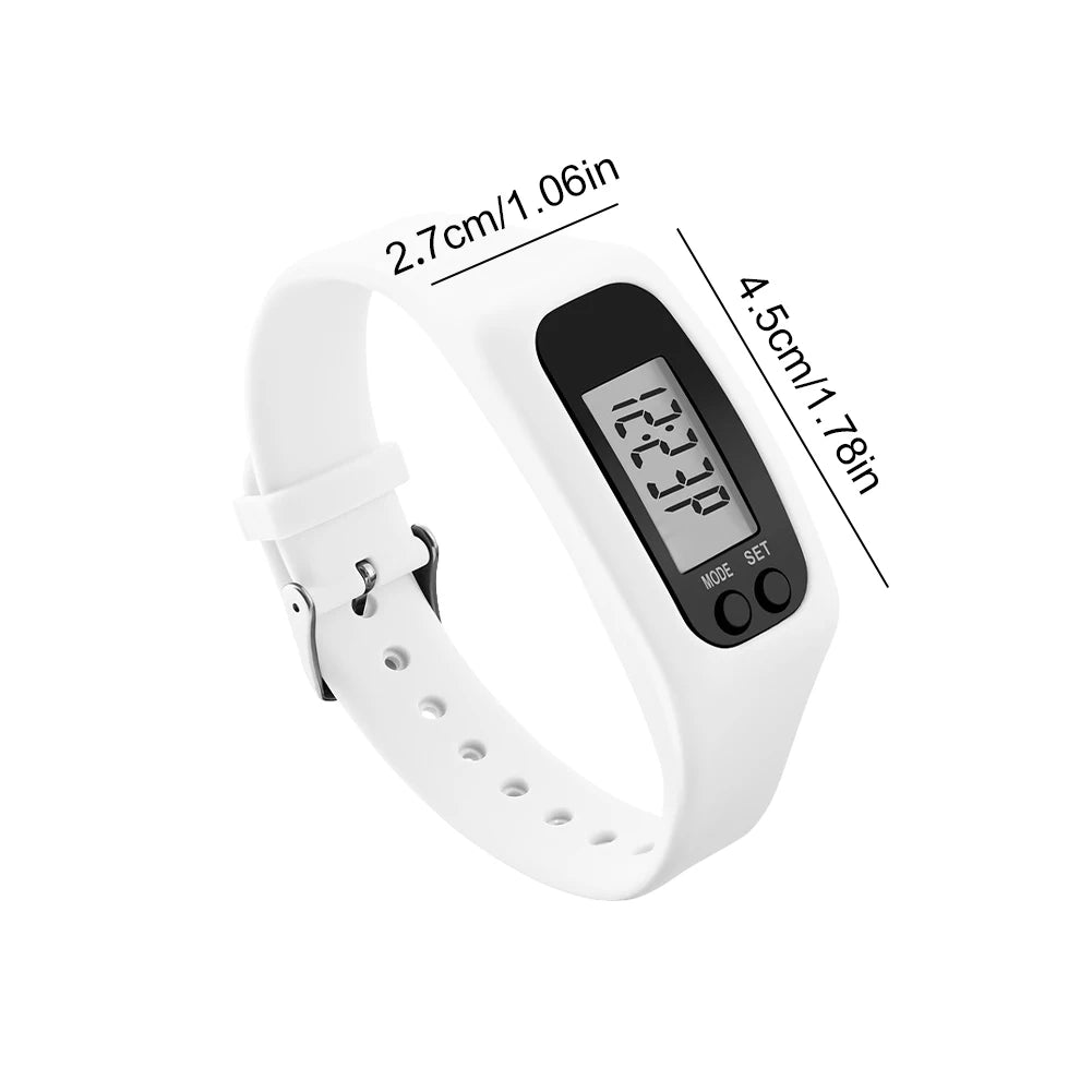 LED Pedometer Bracelet Step Counter Watch 12/24H Time Display Silicone Step Tracker Multi-Function Fitness Watch for Adults kids