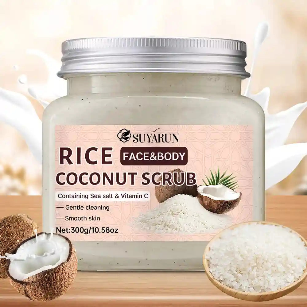 Rice And Coconut Exfoliating Scrub | Natural Brightening Body Polish 300g Scrubs Treatments Tidesmit