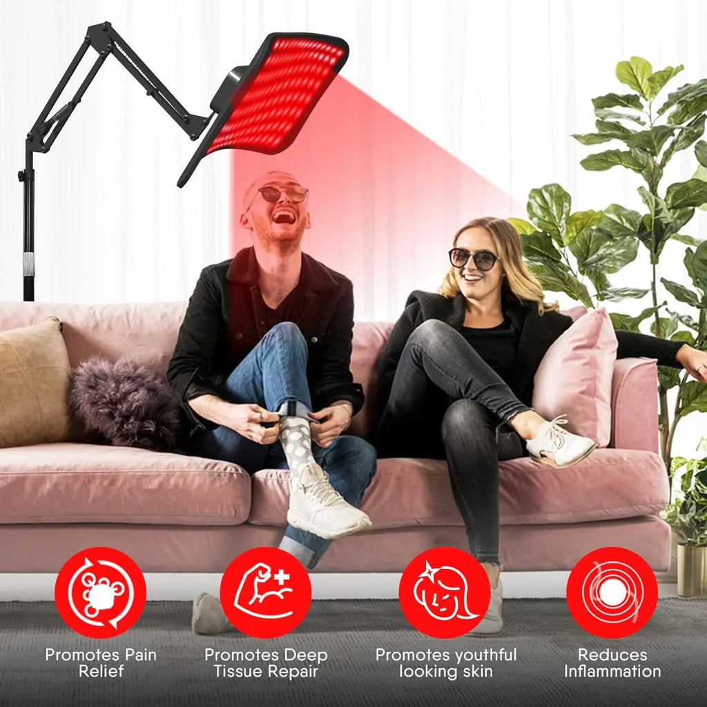 Red Light Therapy Panel with Adjustable Stand,Dual Chip 660&850 nm LED Near Infrared Light Device for Skin Health, Pain Relief