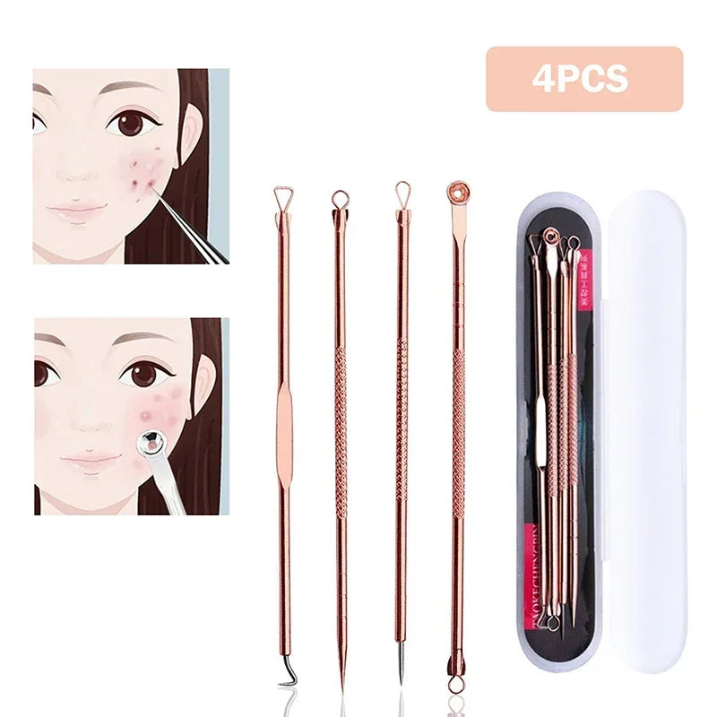 4Pcs/set Black Dots Cleaner Needles Acne Blemish Remover Blackhead Extractor Skin Care Blackhead Remover Tool Stainless Steel