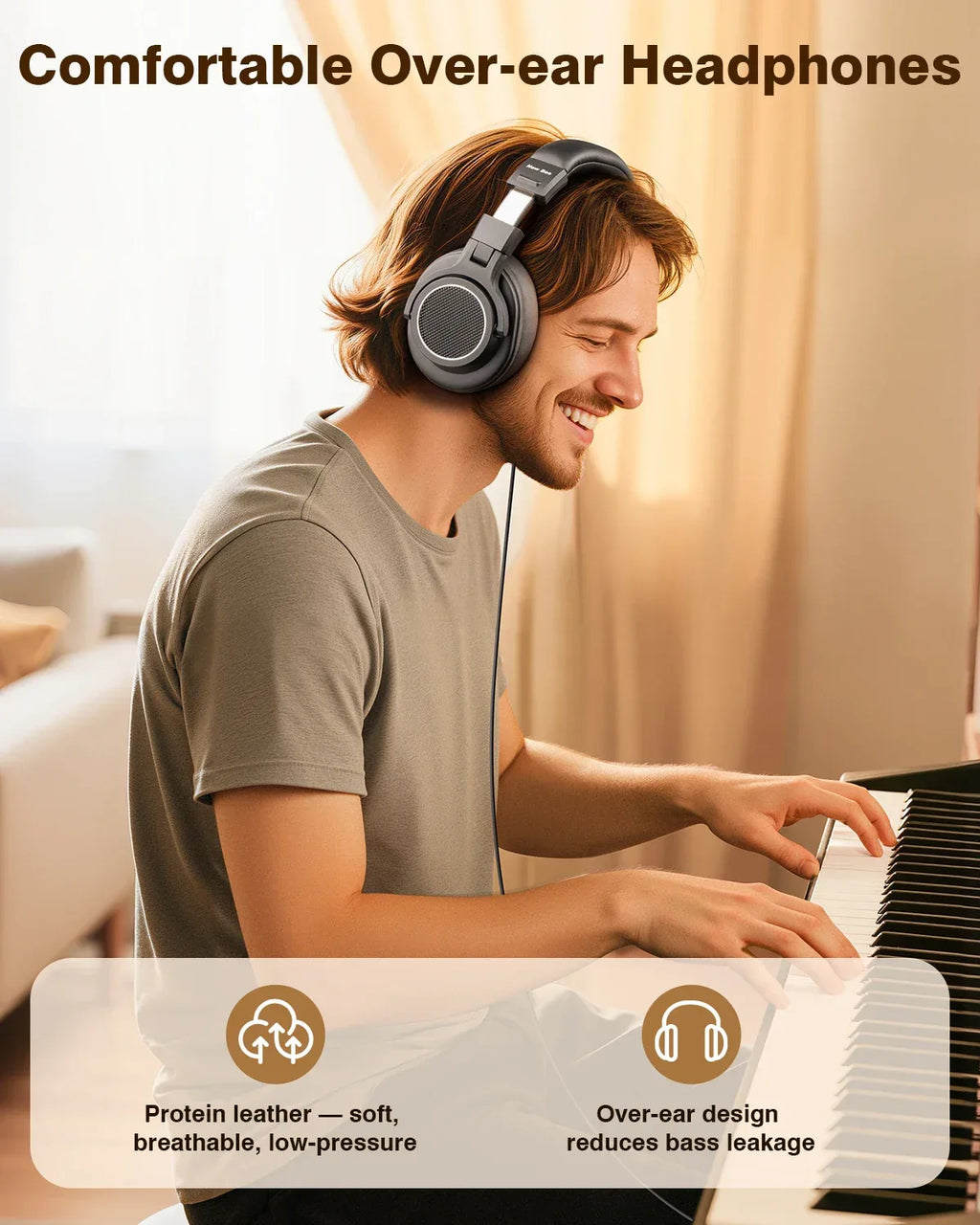 Tidesmit Wired Studio Headphones Over Ear Monitor With Mic Tidesmit