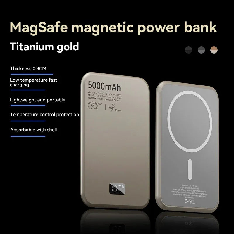 Magnetic Wireless Power Bank 5000mAh - 20W PD Fast Charging Portable Charger Tidesmit
