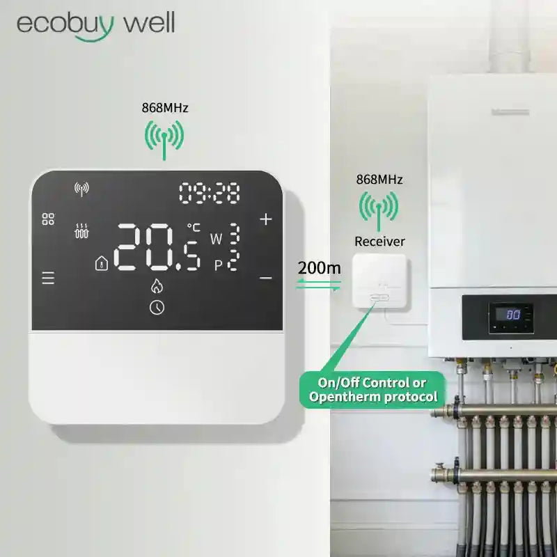 Wireless OpenTherm Smart Thermostat - App-Controlled Room Controller Tidesmit
